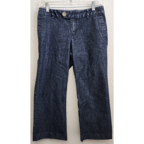 Gap Dark Blue Flat Front Cropped Jeans 4 Lightweight Slashed Front Pockets - Picture 1 of 6